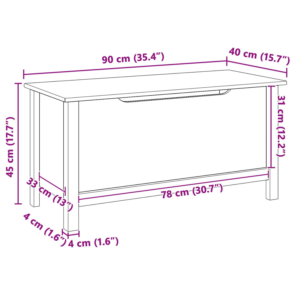 Produktbild för Förvaringslåda HILL Vit och honung brun 90 x 40 x 45 cm