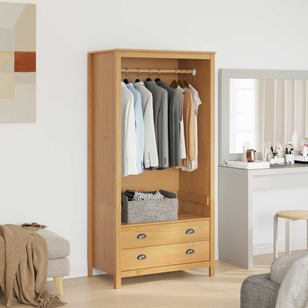Produktbild för Garderob HILL Honung brun 84 x 50 x 170 cm Massivt furu