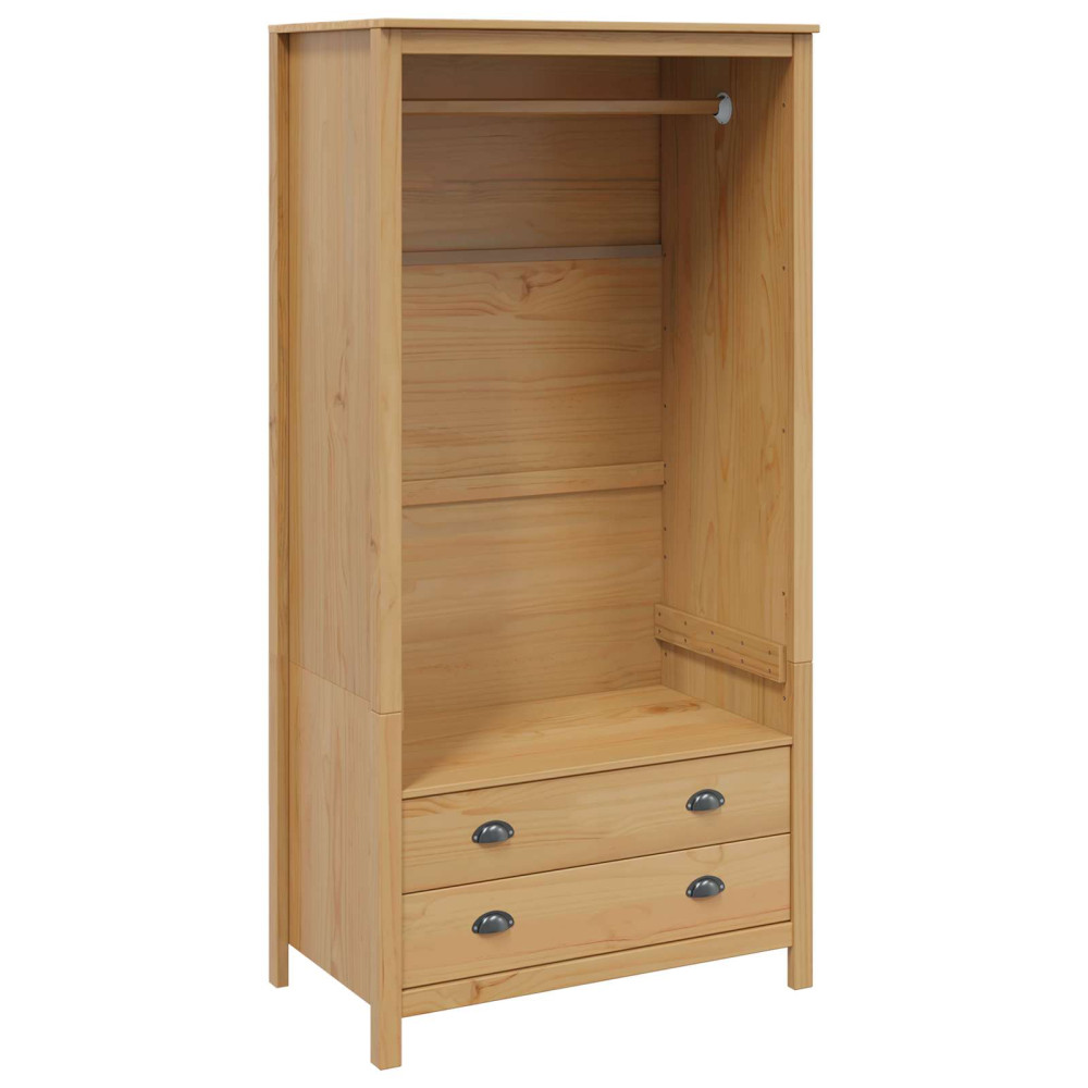Produktbild för Garderob HILL Honung brun 84 x 50 x 170 cm Massivt furu