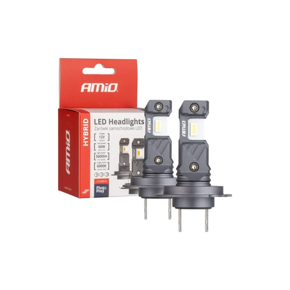 Produktbild för AMiO billyktor LED hybrid H7 H18 6000K CANBUS 60W AMIO-04115