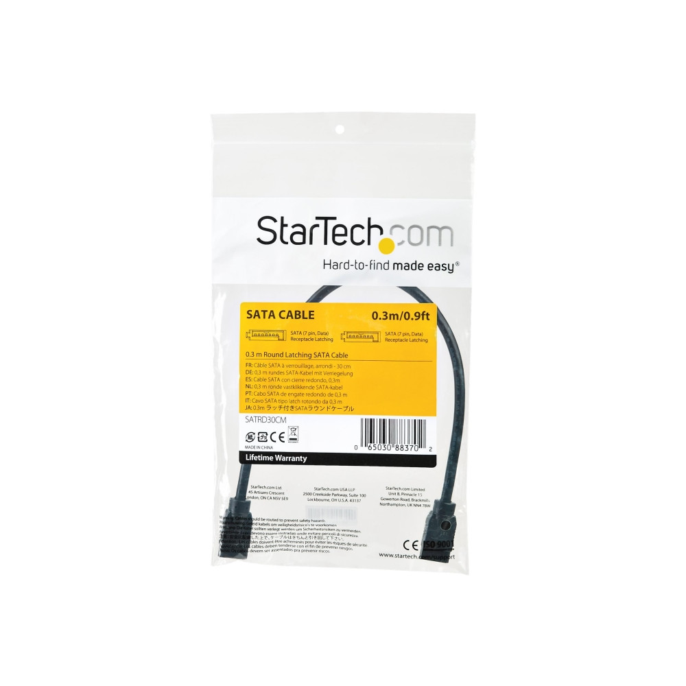 Produktbild för StarTech.com 0,3 m rund SATA-kabel - SATA-kabel - 30 cm