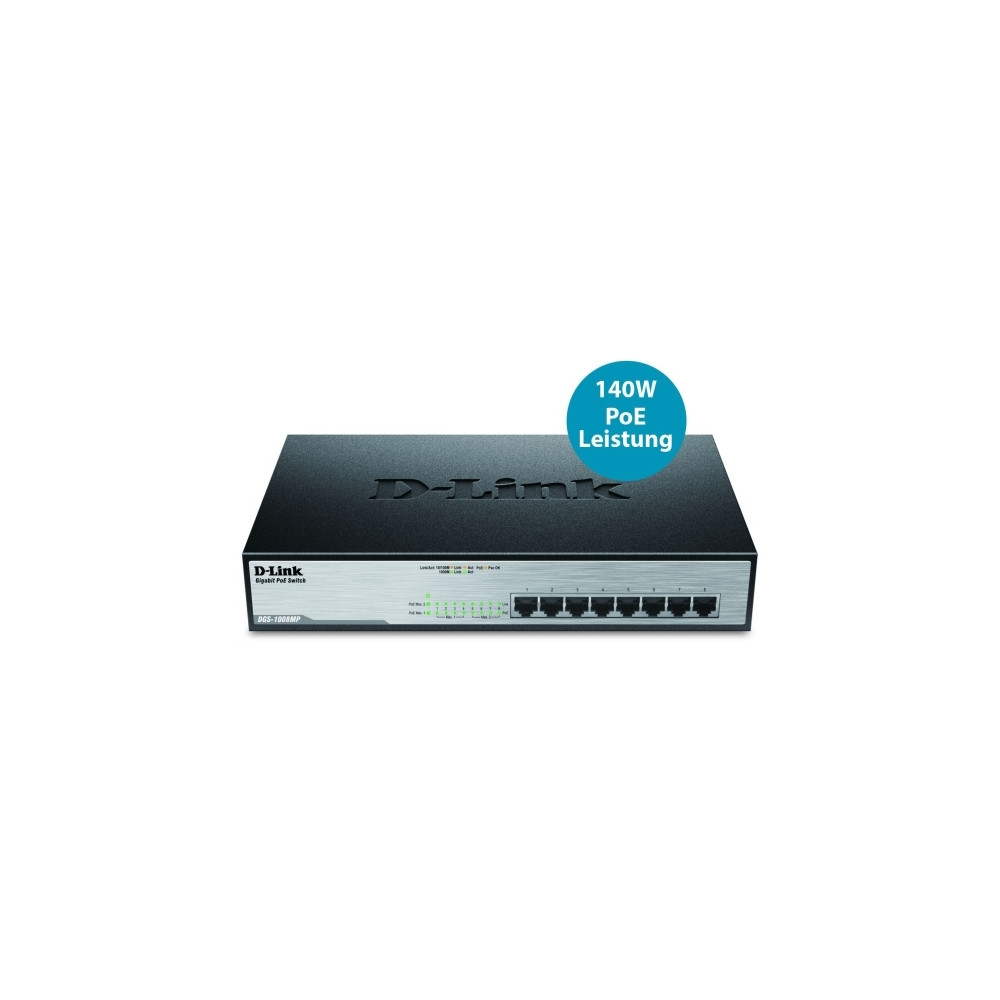 Produktbild för D-Link DGS 1008MP - switch - 8 portar - ohanterad - rackmonterbar