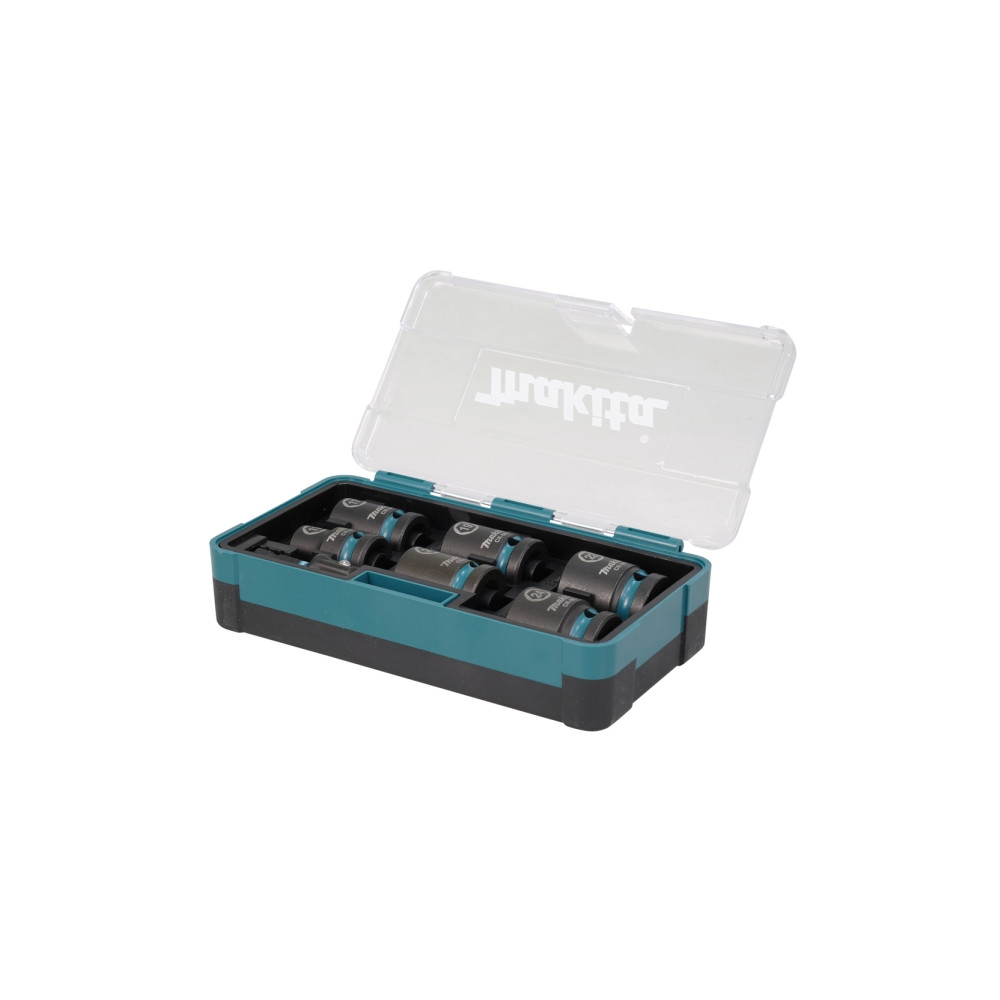 Produktbild för Makita E-16592, Sats med slaghylsor, Svart, Turkosblå, 1 huv...