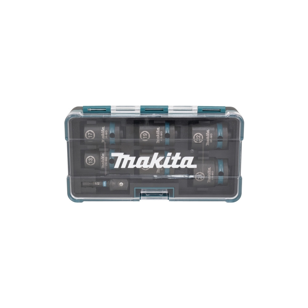 Produktbild för Makita E-16592, Sats med slaghylsor, Svart, Turkosblå, 1 huv...