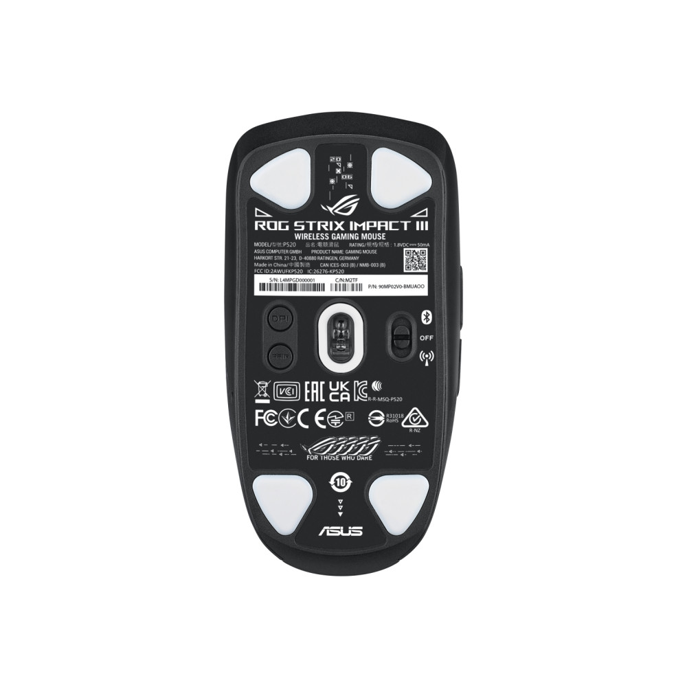Produktbild för ASUS ROG Strix Impact III - mus - USB, Bluetooth 5.1, 2.4 GHz - svart