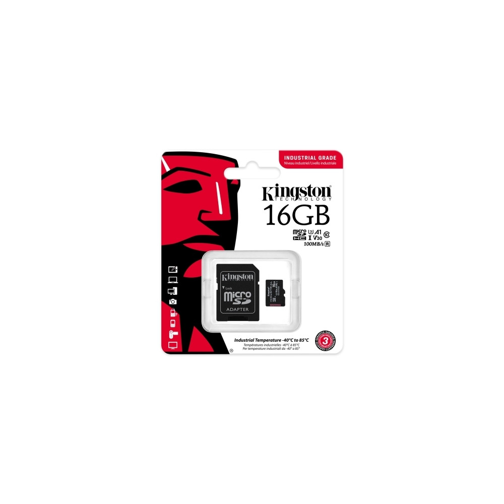 Produktbild för Kingston Industrial - flash-minneskort - 16 GB - microSDHC UHS-I