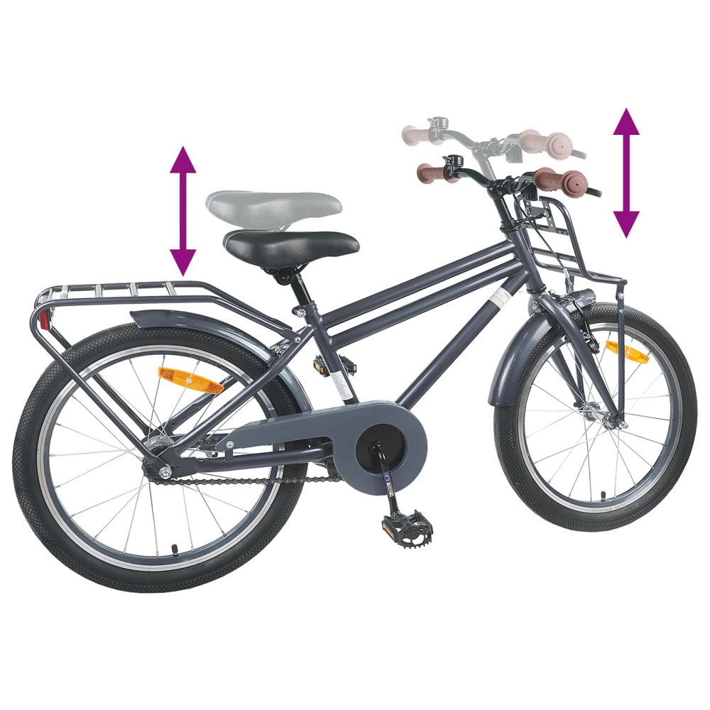 Produktbild för Barncykel 22 Tum för 7-12 år gamla Mörkgrå