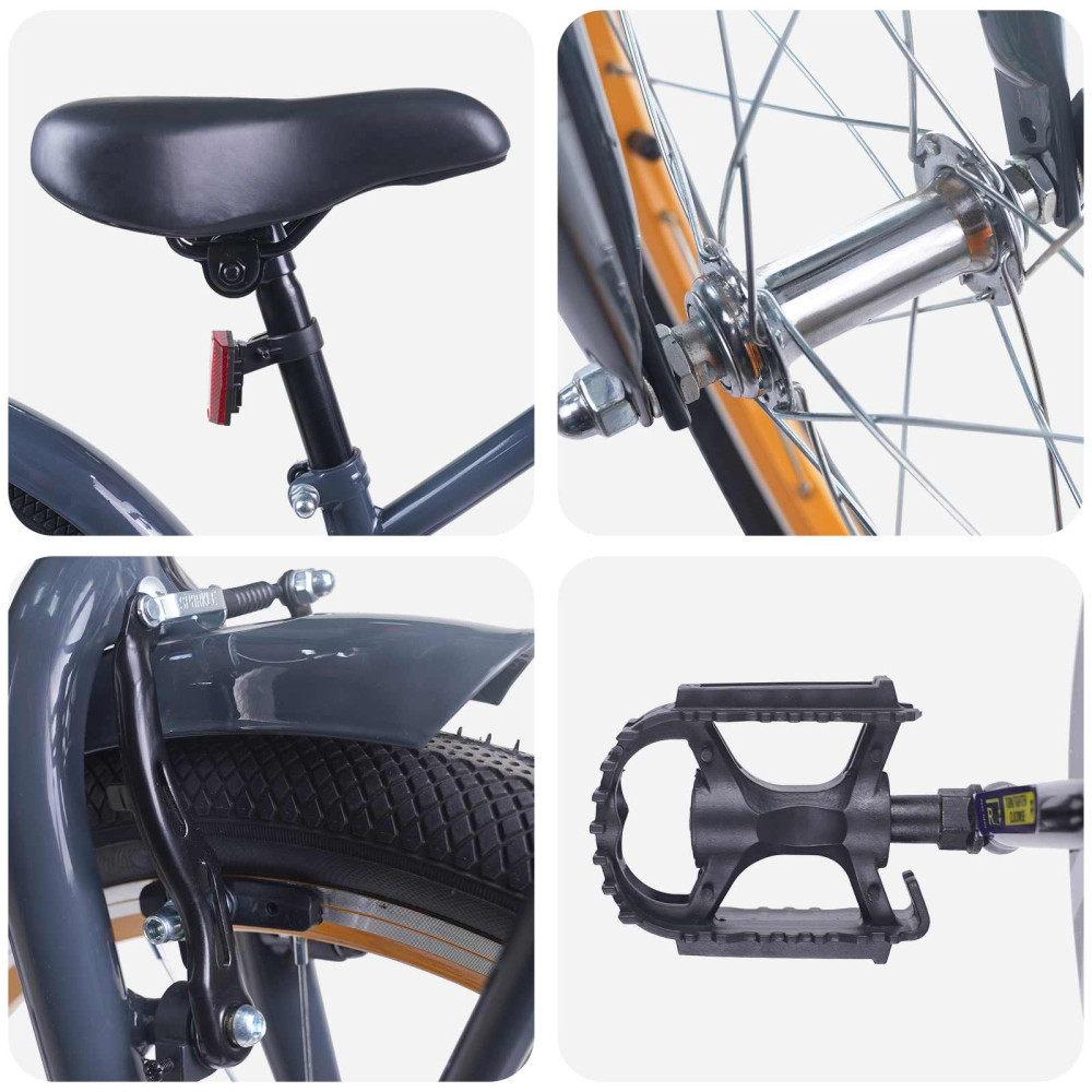 Produktbild för Barncykel 20 Tum för 6-11 år gamla Mörkgrå