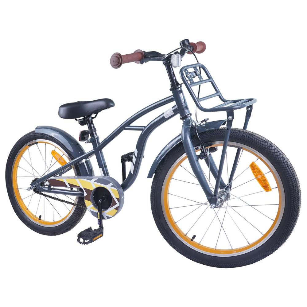 Produktbild för Barncykel 22 Tum för 7-12 år gamla Mörkgrå