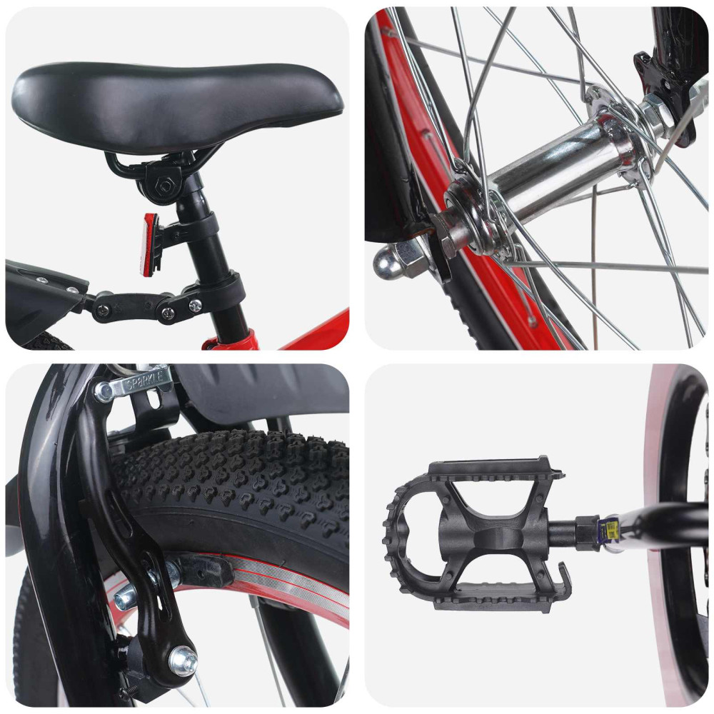 Produktbild för Barncykel 20 Tum för 6-11 år gamla Röd och Svart
