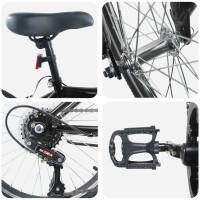 Produktbild för Barncykel 24 Tum 6-Speed för 8-12 år gamla Svart