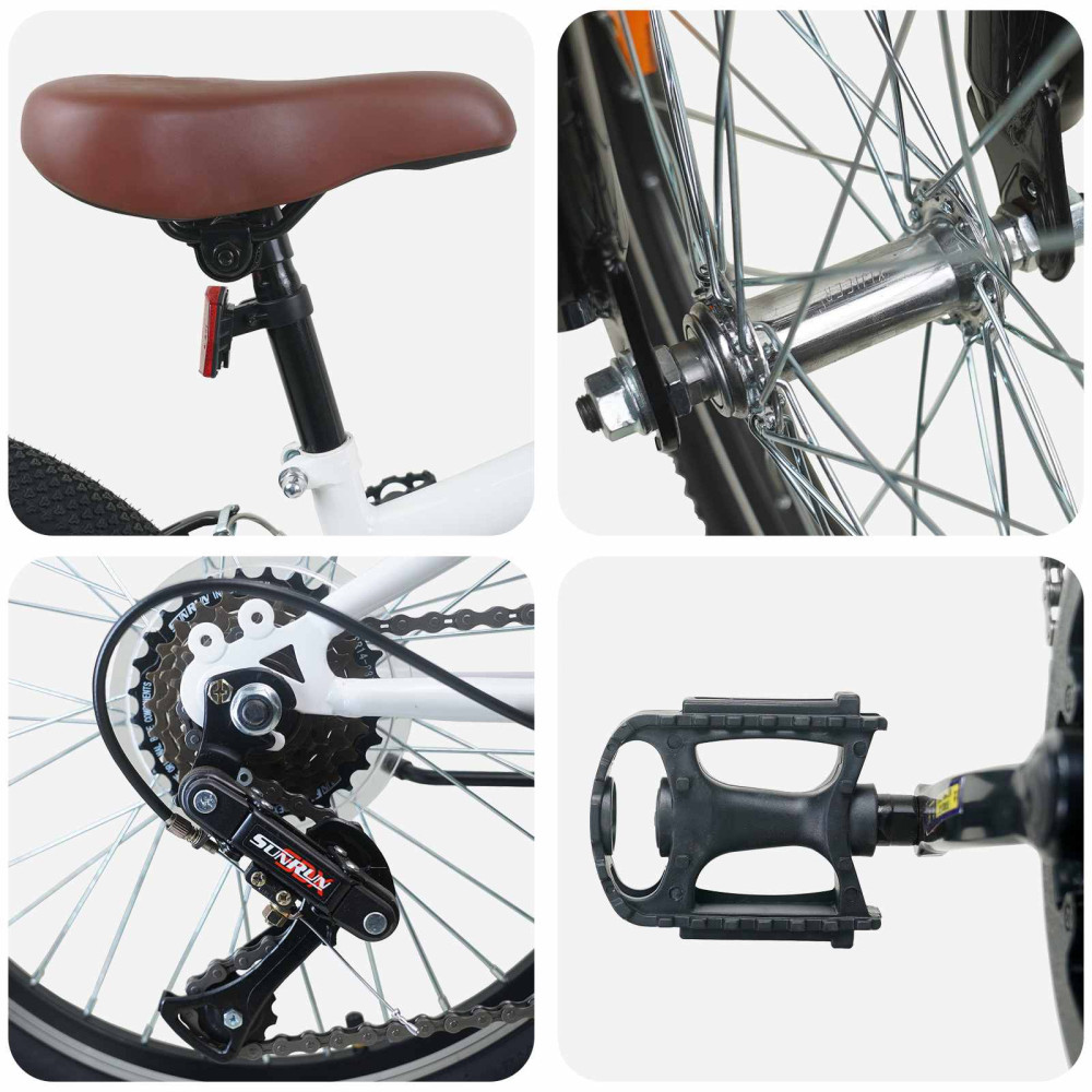 Produktbild för Mountainbike 20 Tum 6-Hastighet för 5-8 år gammal Vit