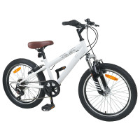 Produktbild för Mountainbike 24 Tum 6-Hastighet för 8-12 år gamla Vit
