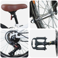 Produktbild för Mountainbike 24 Tum 6-Hastighet för 8-12 år gamla Vit