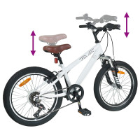 Produktbild för Mountainbike 24 Tum 6-Hastighet för 8-12 år gamla Vit