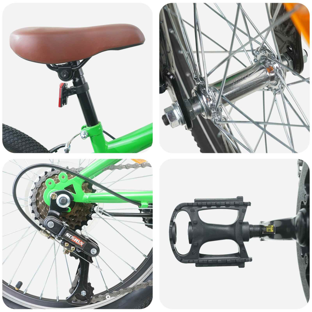 Produktbild för Mountainbike 24 Tum 6-Hastighet för 8-12 år gamla Grön