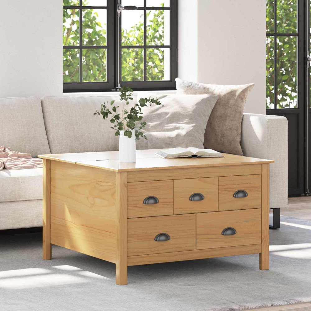 Produktbild för Kaffeebord HILL Honung brun 79,5 x 79,5 x 49 cm Massiv furu
