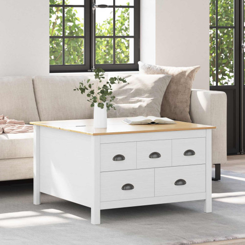 vidaXL Kaffeebord HILL Vit och honung brun 79,5 x 79,5 x 49 cm