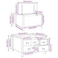 Produktbild för Kaffeebord HILL Vit och honung brun 79,5 x 79,5 x 49 cm