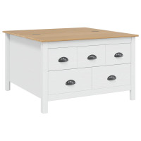 Produktbild för Kaffeebord HILL Vit och honung brun 79,5 x 79,5 x 49 cm