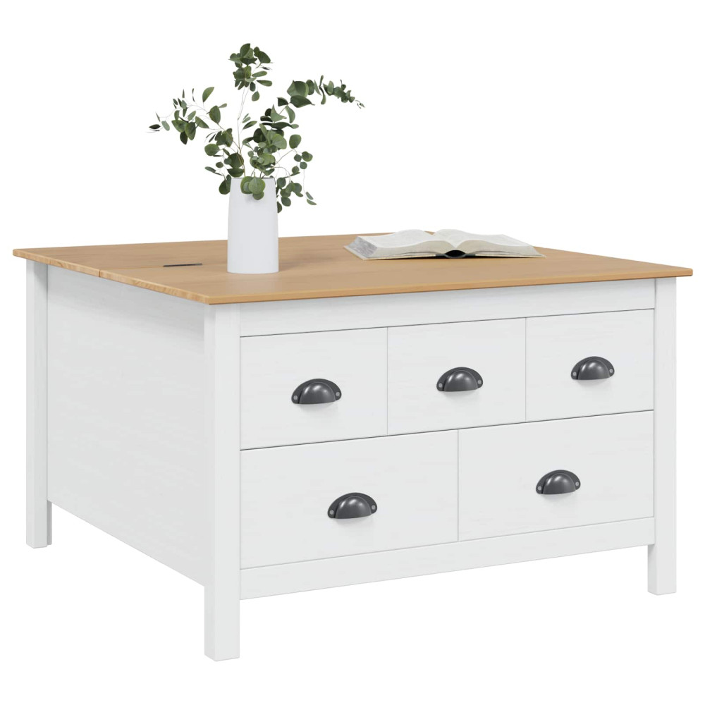 Produktbild för Kaffeebord HILL Vit och honung brun 79,5 x 79,5 x 49 cm