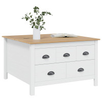 Produktbild för Kaffeebord HILL Vit och honung brun 79,5 x 79,5 x 49 cm