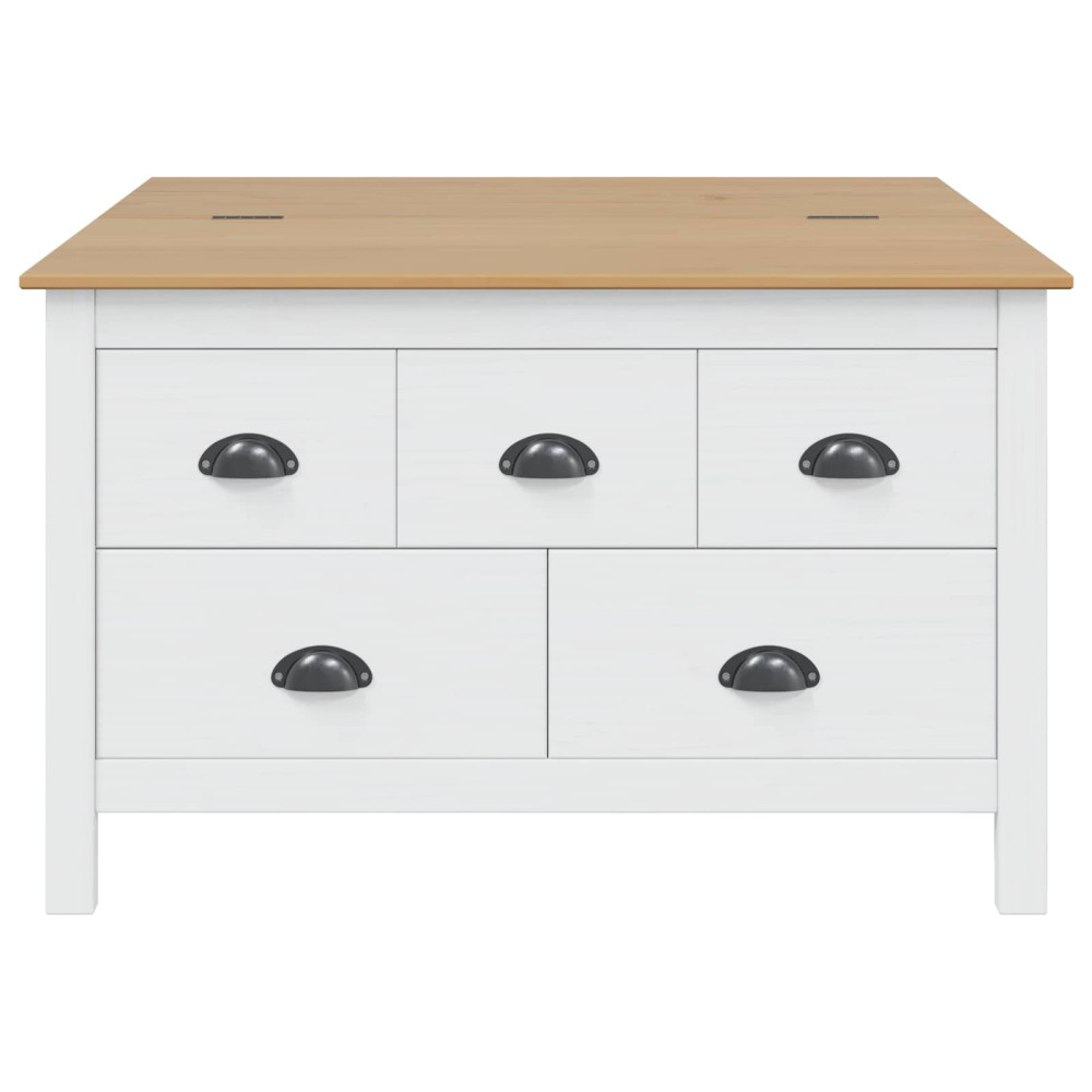 Produktbild för Kaffeebord HILL Vit och honung brun 79,5 x 79,5 x 49 cm