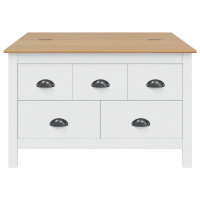 Produktbild för Kaffeebord HILL Vit och honung brun 79,5 x 79,5 x 49 cm