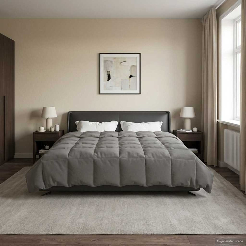 Produktbild för Sommar Duvet Quiltad Ljusgrå 200 x 200 cm Mikrofiber