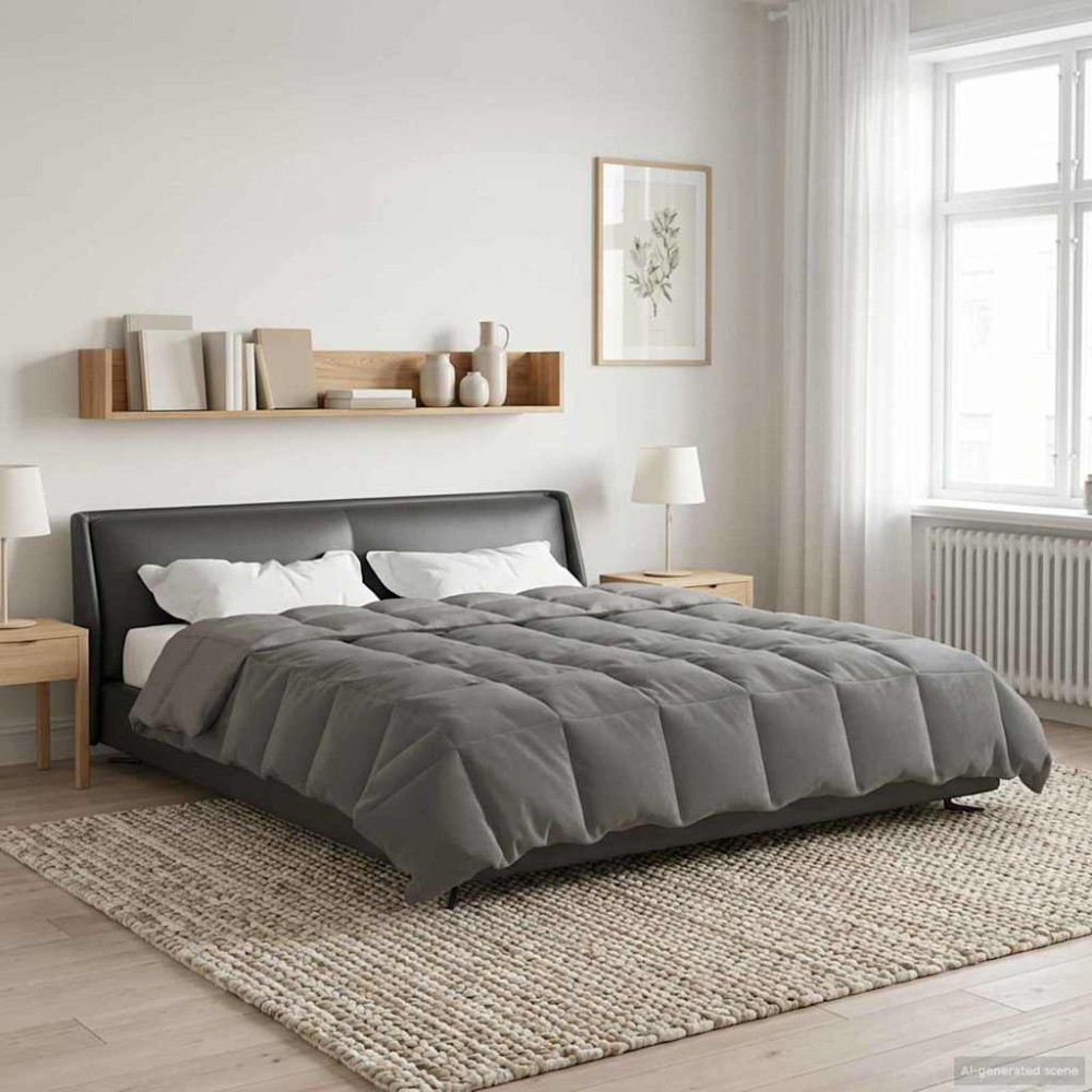 Produktbild för Sommar Duvet Quiltad Ljusgrå 200 x 200 cm Mikrofiber