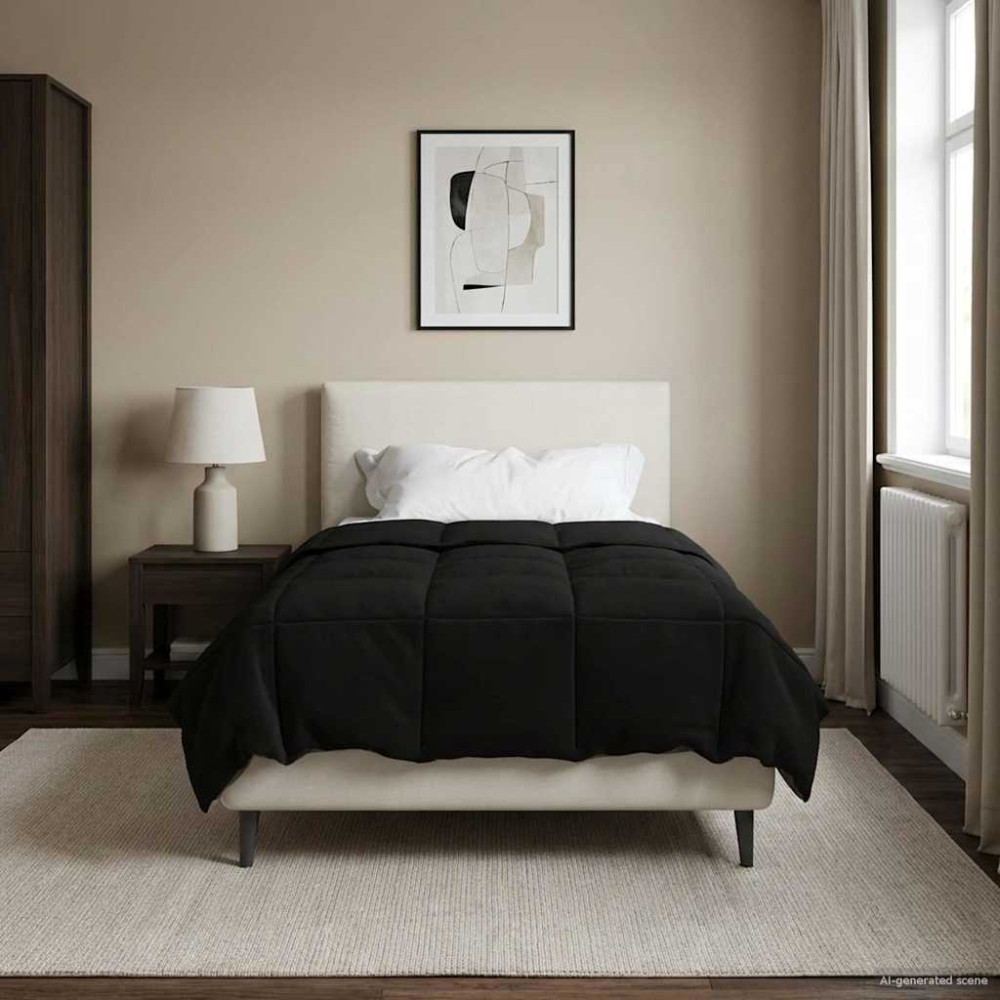 Produktbild för Sommar Duvet Quiltad Svart 135 x 200 cm Mikrofiber