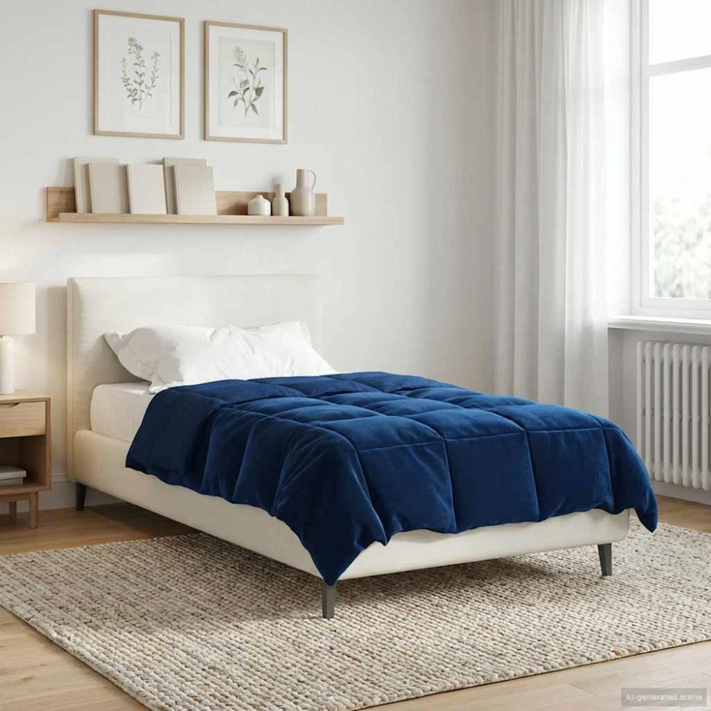 Produktbild för Sommar Duvet Quiltad Mörkblå 135 x 220 cm Mikrofiber