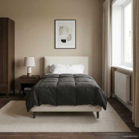 Produktbild för Full Års-Duvet Quiltad Antracit 135 x 200 cm Mikrofiber