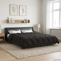 Produktbild för Full Års-Duvet Quiltad Antracit 200 x 200 cm Mikrofiber