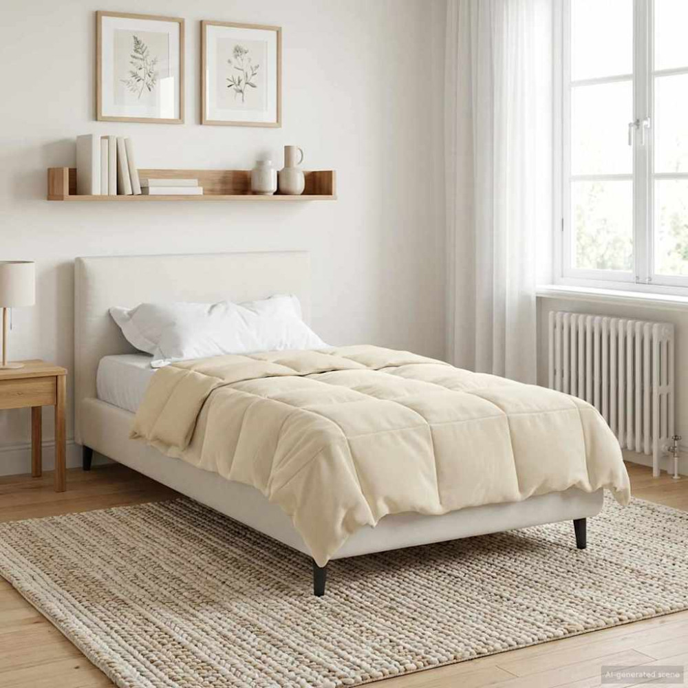 Produktbild för Full Års-Duvet Quiltad Kräm 140 x 220 cm Mikrofiber