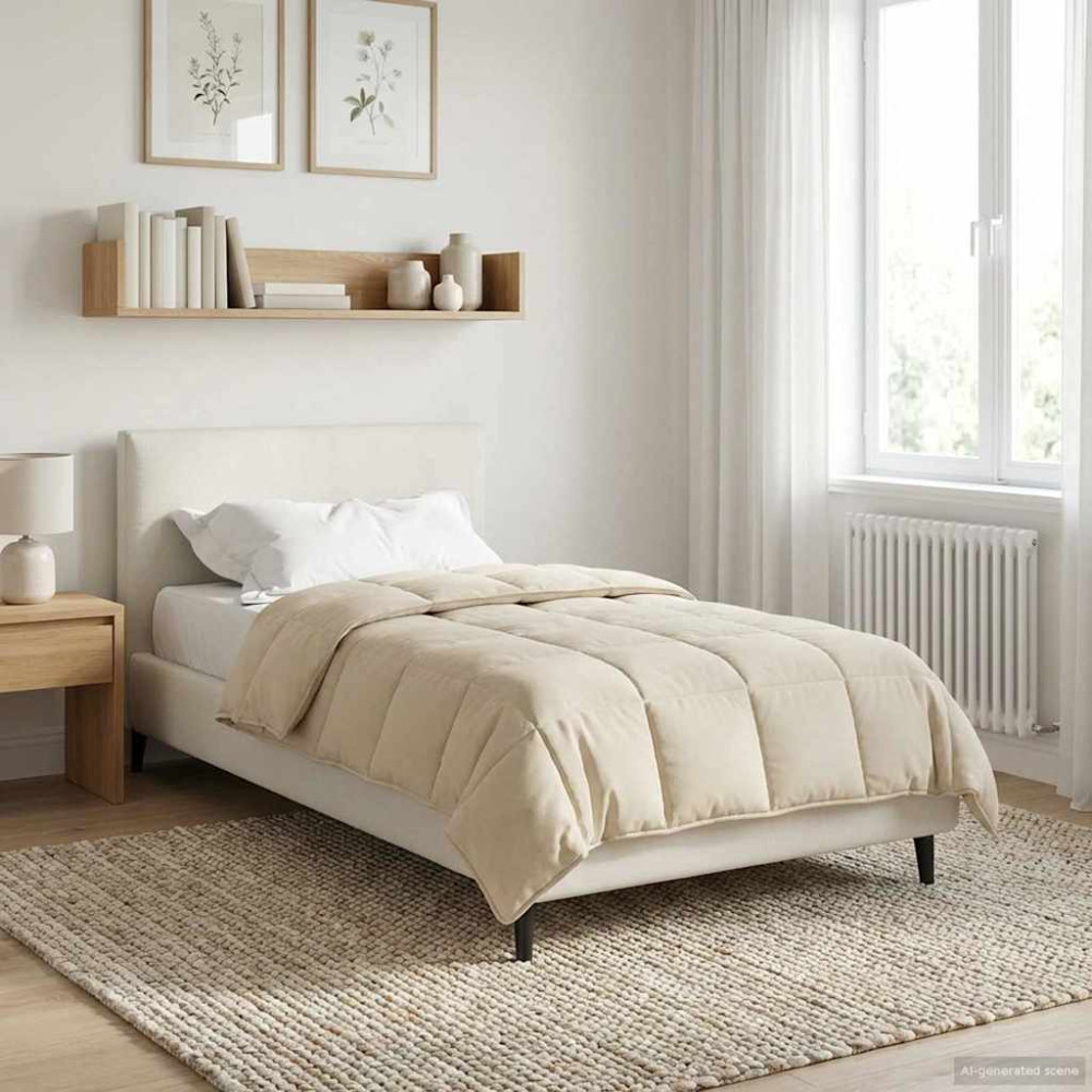 Produktbild för Sommar Duvet Kräm 135 x 200 cm Mikrofiber och Teddyfleece