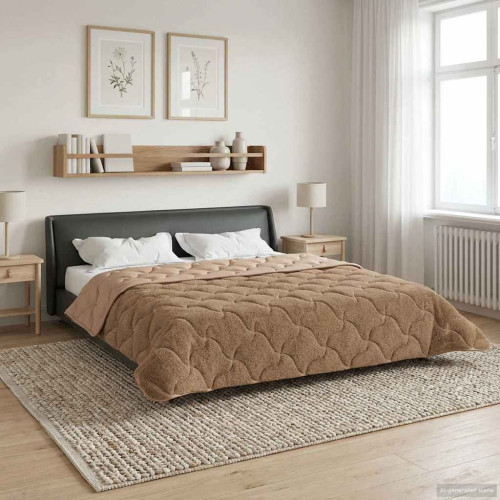 vidaXL Full Års-Duvet Taupe 200 x 240 cm Mikrofiber och Teddyfleece - Täcken