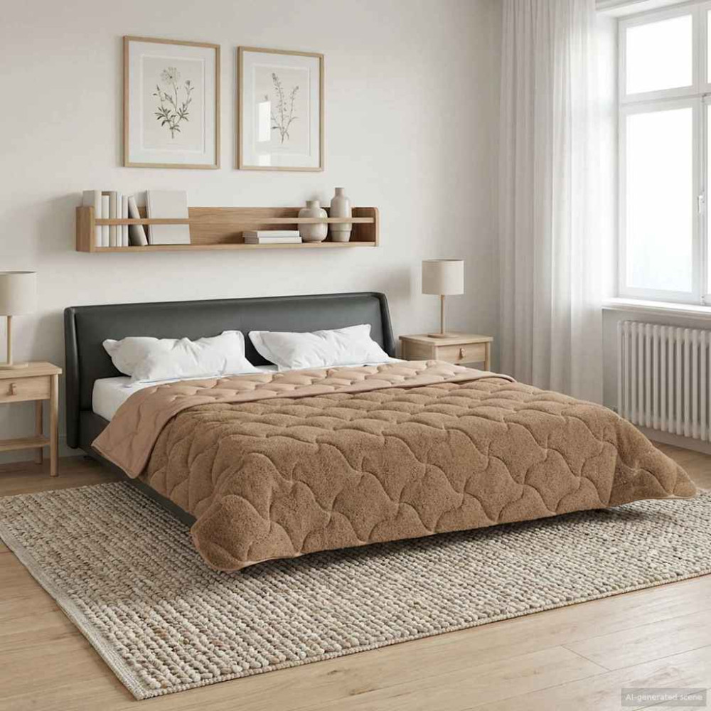 Produktbild för Full Års-Duvet Taupe 200 x 240 cm Mikrofiber och Teddyfleece