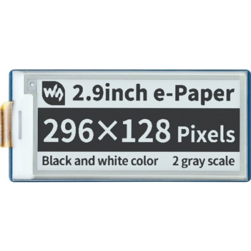 Waveshared Waveshare e-paper e-ink display 2,9" 296x128px SPI svart/vit...