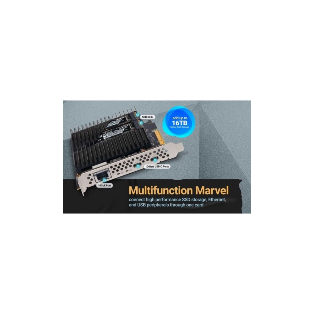Produktbild för Sonnet McFiver Dual M.2 NVMe SSD 10GbE USB-C PCIe Karte