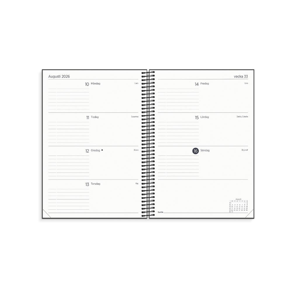 Produktbild för Kalender Organizer & Notes svart 26/27