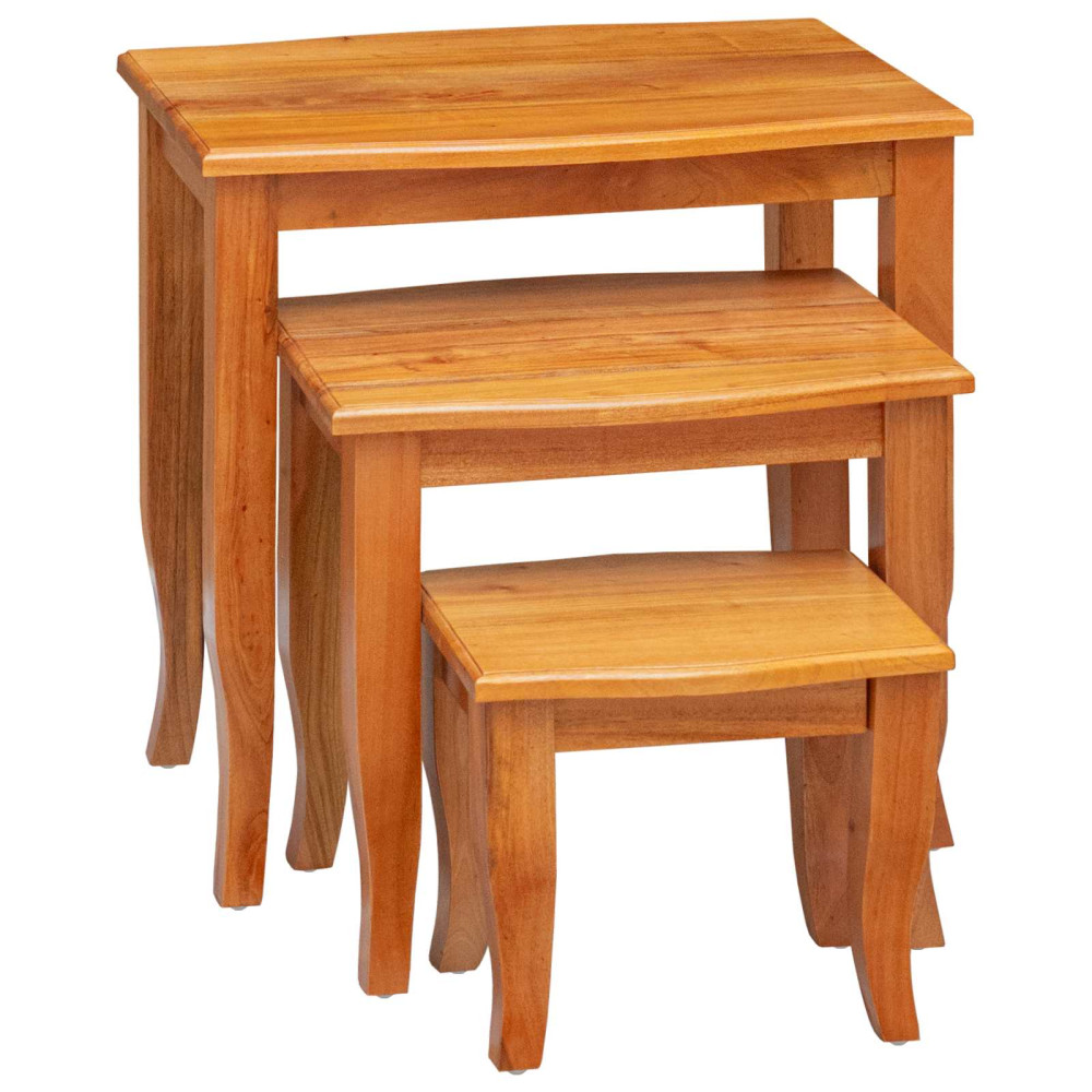 Produktbild för Nesting Sidobord 3 pcs Naturfärg Massivt mahognyträ