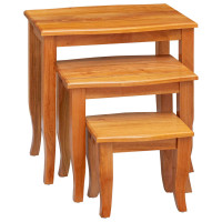 Produktbild för Nesting Sidobord 3 pcs Naturfärg Massivt mahognyträ