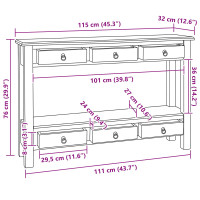 Produktbild för Konsolbord Naturfärg 115 x 32 x 76 cm Massivt mahognyträ