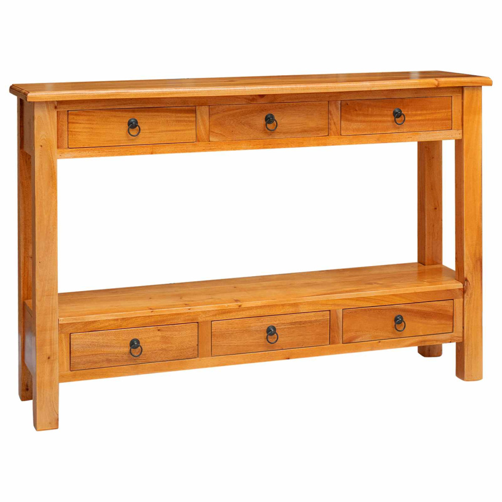 Produktbild för Konsolbord Naturfärg 115 x 32 x 76 cm Massivt mahognyträ