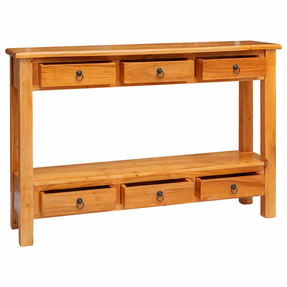 Produktbild för Konsolbord Naturfärg 115 x 32 x 76 cm Massivt mahognyträ