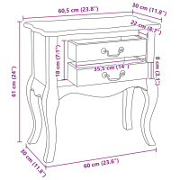 Produktbild för Sidobord Naturfärg 60,5 x 30 x 61 cm Massivt mahognyträ