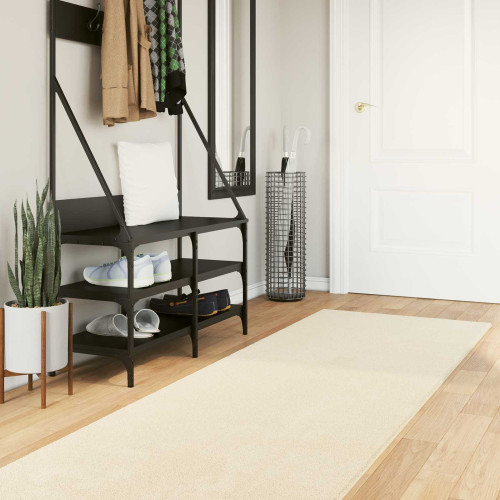 vidaXL Mellanhög mjuk och tvättbar matta HUARTE Kräm 80 x 300 cm