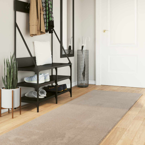 vidaXL Mellanhög mjuk och tvättbar matta HUARTE Sand 80 x 400 cm