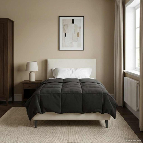 vidaXL Sommar Duvet Quiltad Antracit 155 x 200 cm Mikrofiber